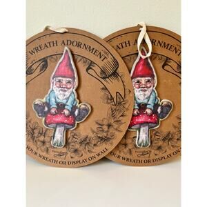 Primitives by Kathy Gnome on a Mushroom Wreath Insert NEW, Lot of 2